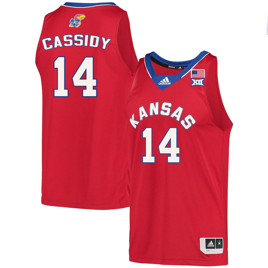 Men #14 Patrick Cassidy Kansas Jayhawks College Basketball Jerseys Stitched Sale-Red